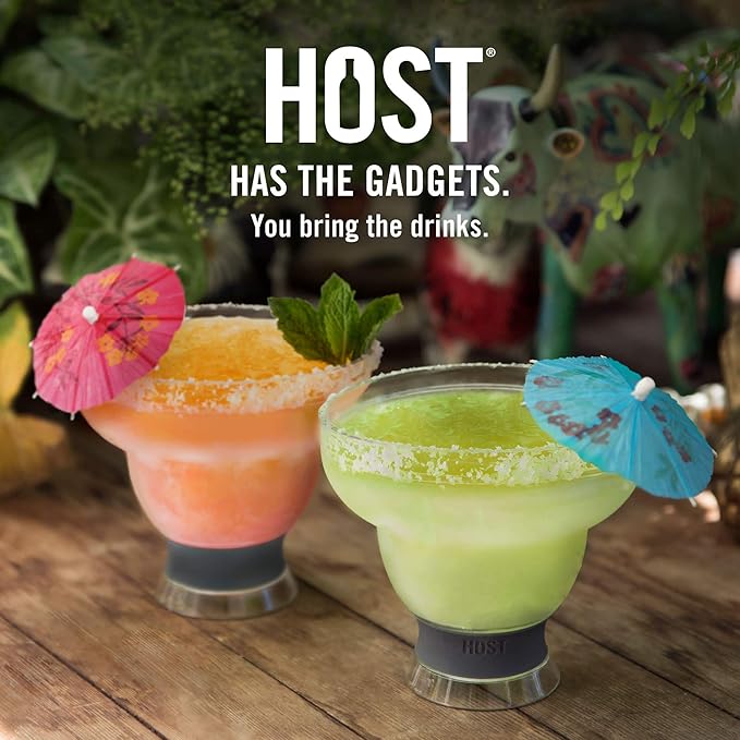 HOST Freeze Stemless Margarita Glasses Double Walled Insulated Gel Chiller Plastic Margarita Cups - Frozen Cocktail Glass, Set of 1, 12 oz, Green