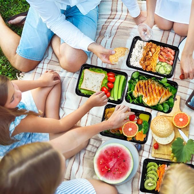 Reusable Food Prep Containers, 50-Pack 24 OZ Plastic Containers with Lids For Meal Food Prepping - Durable Food Storage Containers Lunch Boxes- Stackable, Meal Dishwasher Safe