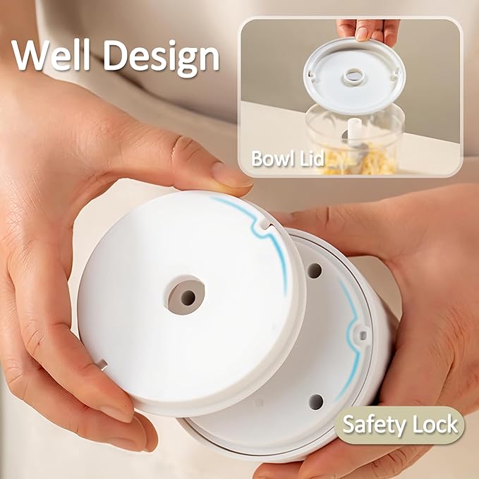 Mini Garlic Chopper, 250ml Small Food Processor Cordless 1 Cup, Battery USB-C Rechargeable Electric Food Chopper Wireless, Portable Garlic Grinder Masher,Veggie Meat Blender Mincer Kitchen Mixer,White