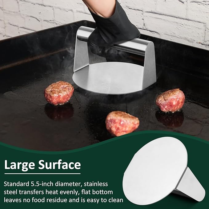 3Pcs Basting Cover & Smash Burger Press, Leonyo 12"- 9"- 6.5" Cheese Melting Dome, Stainless Steel Bacon Press Griddle Dome Steam Lids Smash Burger Kit for Kitchen, BBQ Flat Top Grill, Teppanyaki
