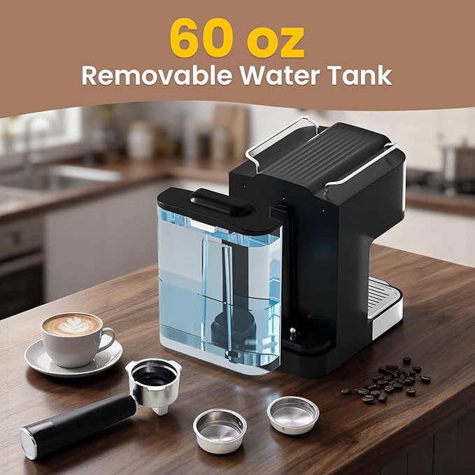 olayks Professional 20-Bar Espresso Coffee Maker, Semi-Automatic with Steam Wand Milk Frother, All-in-One Machine with 1.8L Removable Tank for Latte Cappuccino, Easy Clean