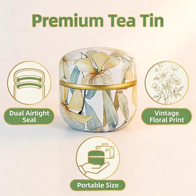 HAN SHENG 6 Pcs Airtight Tea Storage Tins 10 OZ, Food Storage Containers for Coffee Beans, Spices, Sugar