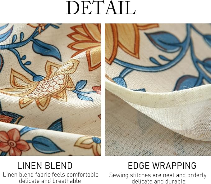 ISAENNE Designer Bohemian Floral Square Tablecloth,Linen Colorful Table Cloth,Fall Wrinkle Resistant Decor Tablecloths for Dining Thanksgiving Kitchen Party Christmas,67"*67"-Estevan B
