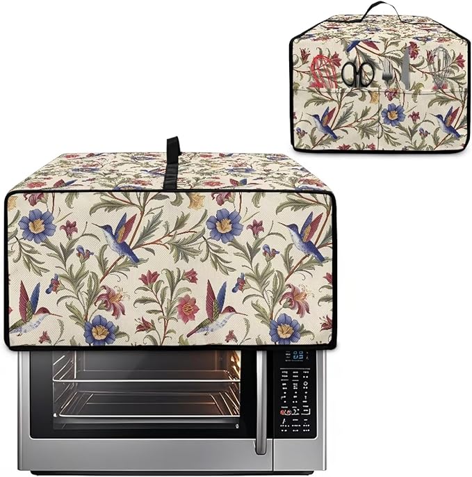 Countertop Convection Oven Cover Dust Protection Air Fryer Toaster Oven Covers for Home Kitchen Decorations 18.5 x 22.5 x 13 Inches, L, Hummingbird Floral Leaf