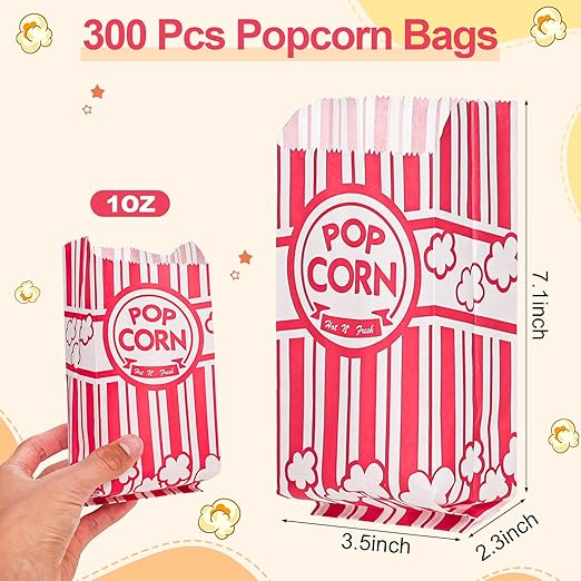 Dualshine 302 Pcs Popcorn Bags with Popcorn Scoop and Salt Shaker,1 oz Small Bulk Paper Popcorn Bags Individual Servings,Popcorn Kits for Popcorn Machines Supplies Party Movie Night Theater