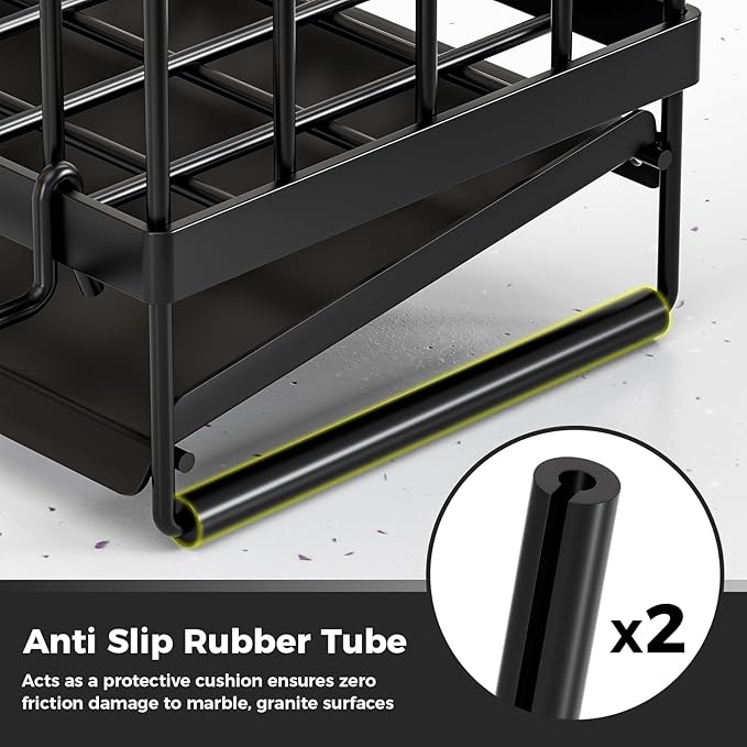 Sponge Holder for Kitchen Sink – Rustproof Stainless Steel with Detachable Drainboard, Brush Rack & Towel Bar | Compact, Non-Slip Design for Countertop Bathroom