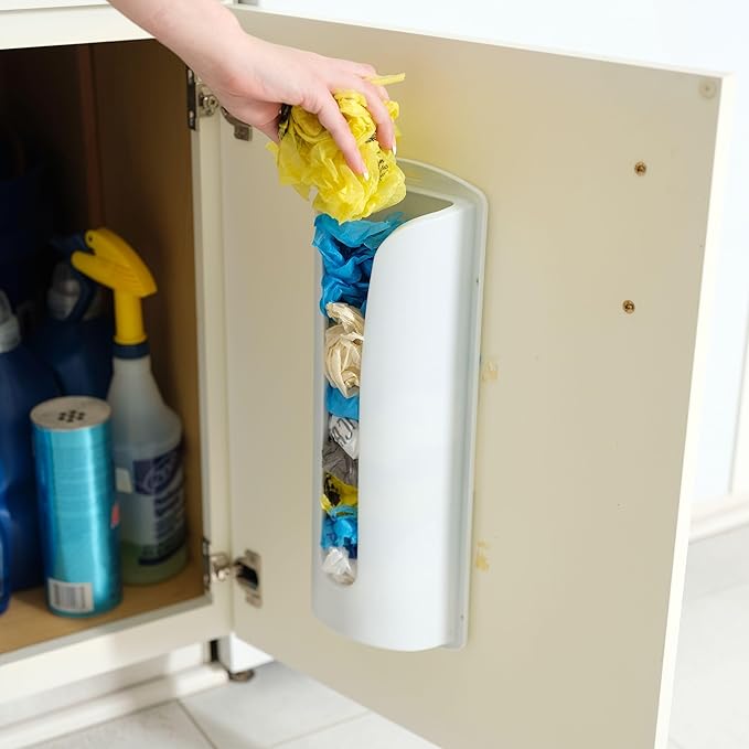 Jokari Multi-Purpose Plastic Shopping Bag Holder. Store and Reuse Bags as Trash Can Liners, Lunch Bags and More. Space-Saving, Eco Conscious Wall Mount or Cabinet Door Attachment Storage Solution