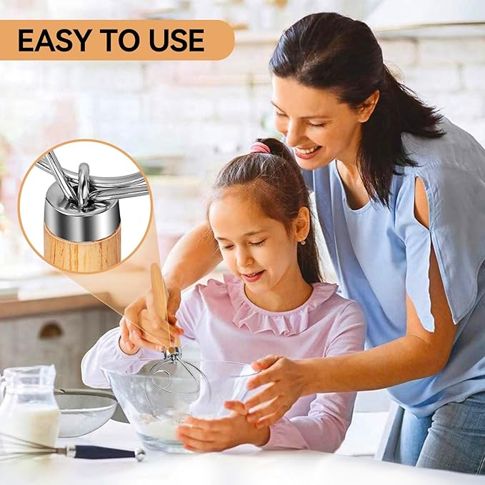 TEEVEA Danish Dough Whisk Stainless Steel Hook Dutch Bread Mixer for Sourdough Baking Tools