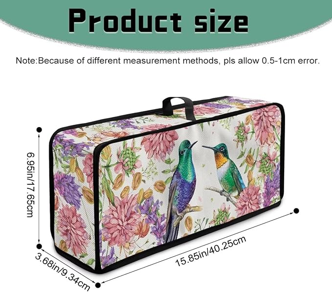 Toaster Cover 2 Slice Floral Hummingbird Slim 2 Slice Toaster Cover, Easy to Fold and Carry, Heat-Resistant Dustproof Protective Covers for Small Appliance