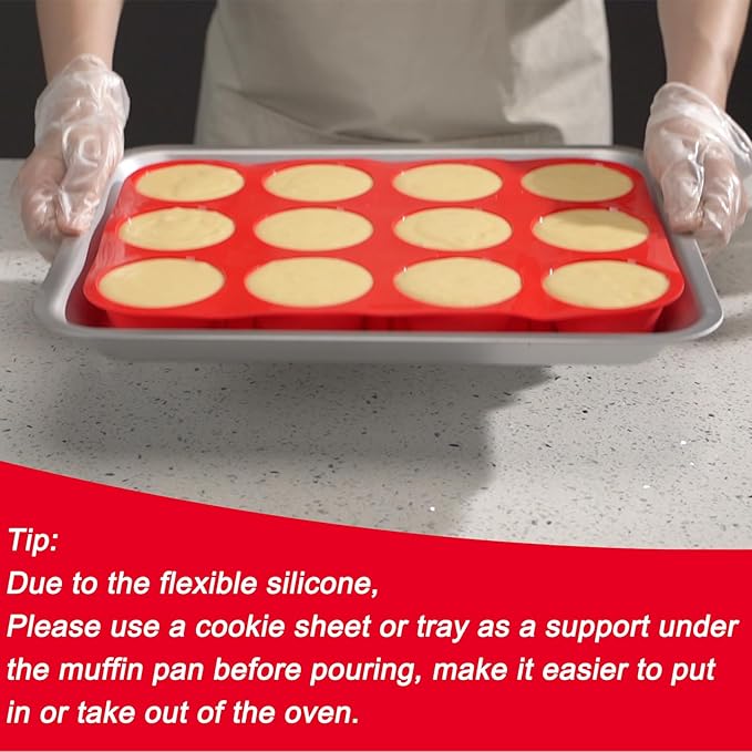 Redfly 2 Pack Silicone Muffin Pans for Baking & Cupcake Pan - 12 Cup Regular Size Silicone Molds, BPA Free Egg Bites Mold