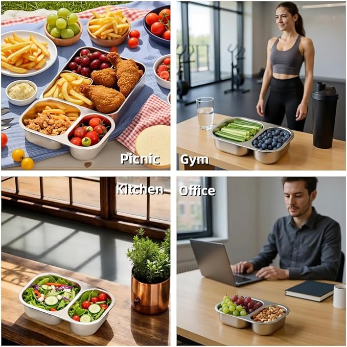 Bandesun Stainless Steel Snack Containers with Lids - 27 oz Salad Sauce Seasoning Container, Reusable Snackle Lunch Box for Kids & Adults, BPA-Free & Leakproof, Condiment Snack Pack Containers