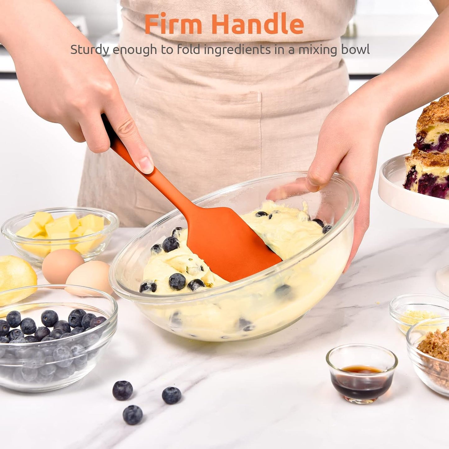 Heat Resistant Silicone Large Spatula: U-Taste 600ºF High Heat Flexible 11.38in Silicon Mixing Stirring Cooking Scraping Baking Bowl Scraper Seamless Spreader for Kitchen Nonstick Cookware (Orange)