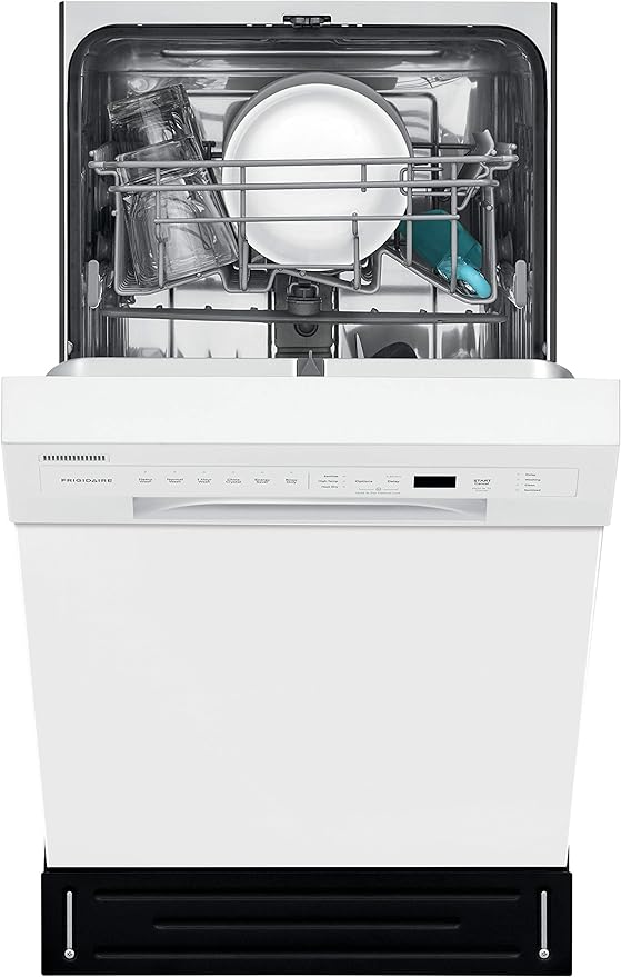 Frigidaire 18 in. ADA Compact Front Control Dishwasher in White with Dual Spray Arms, 52 dBA, includes room-of-choice delivery