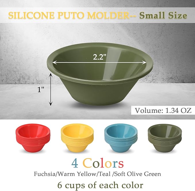 Webake 24 Pcs Silicone Puto Molder Filipino Small-Size, 2.2" Plastic Replacement Baking Cup, Reusable Kutsinta Molder for Steamer, BPA-Free and Non-Stick, Great for Bite-Size Muffin, Tart Baking