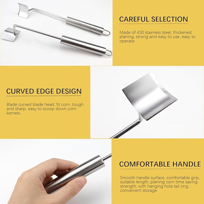 2 Pack Corn Peeler, Stainless steel corn stripping tool, Corn on The Cob Remover, Corn Stripper for Corn on the Cob,Quickly Shucking Corn Kernel Remover Tool, 9.8Inch