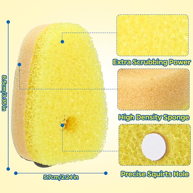 Sponge Dishwand Brush Refills for Scotch-Brite Dishwand - 10 Pack Dish Soap Non-Scratch Brush Refills for Nonstick Pots and Pans, Glass & Tubs (Yellow)