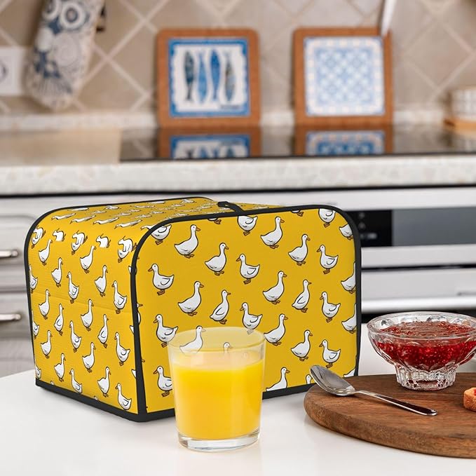 Toaster Cover 4 Slice Yellow Duck Pattern Kitchen Small Appliance Covers with Pockets Dust and Fingerprint Protection