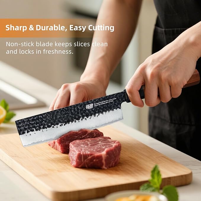 FINDKING Japanese Nakiri Knife 7 Inch, Vegetable Cleaver with High Carbon Steel Blade, Rosewood Octagonal Handle, for Vegetable Prep, Slicing, Chopping and Mincing, Dynasty Series