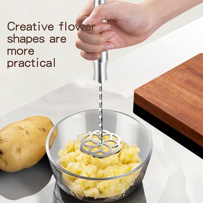 Potato Masher Stainless Steel, Hand Smasher Kitchen Tool For Potatoes, Sweet Potatoes, Avocado, Beans, Dishwasher Safe, Small
