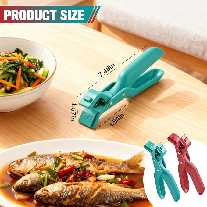 2 PCS Hot Plate Grippers, 2025 Upgraded Silicone Clip, Hot Plate Gripper Tongs, For Kitchen, Hot Bowl Dish Plate Gripper Clips Tongs Clamp Holder, Kitchen Silicone Anti Slip Clip
