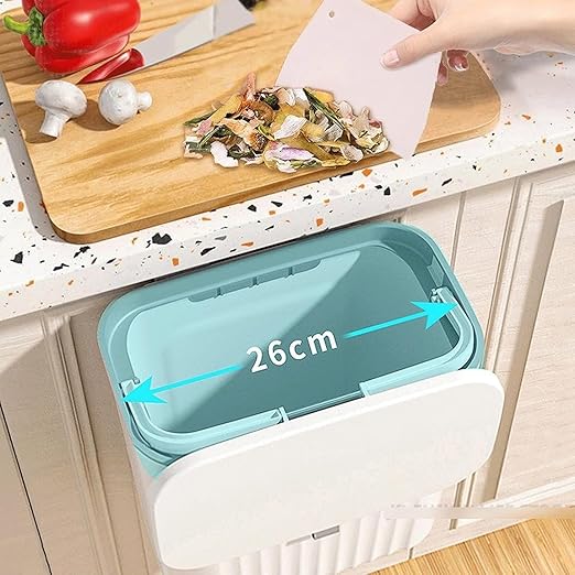 Hanging Trash Can, Kitchen Garbage Bin Waste Bins, Kitchen Hanging Trash Can with Lid Wall Mounted Kitchen Trash Can for Cabinet Door Recycling Trash Basket (Color : B)
