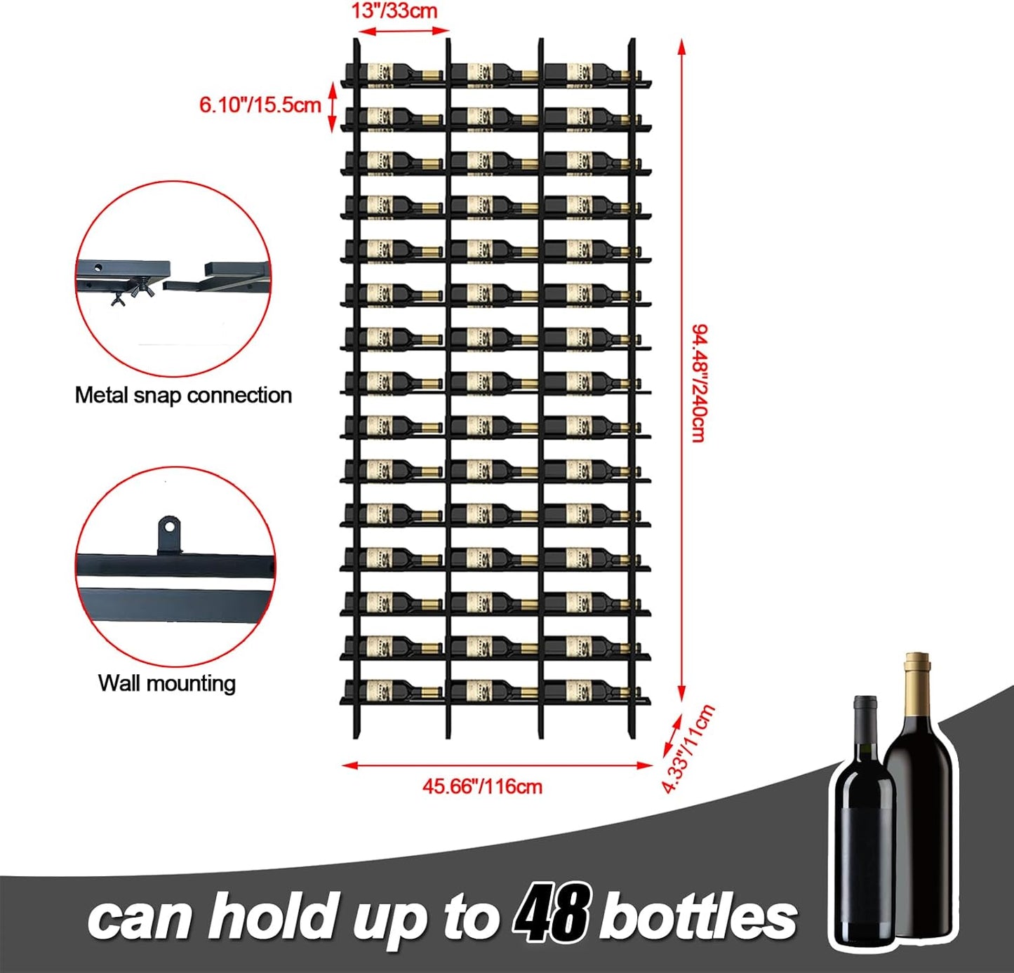Wine Rack Freestanding Floor, 16 Tier 16 Bottle Capacity Display Holder, Industrial Wine Bottle Storage Shelves, for Any Bar, Wine Cellar, Kitchen, Dining Room (Gold, 1 Column)