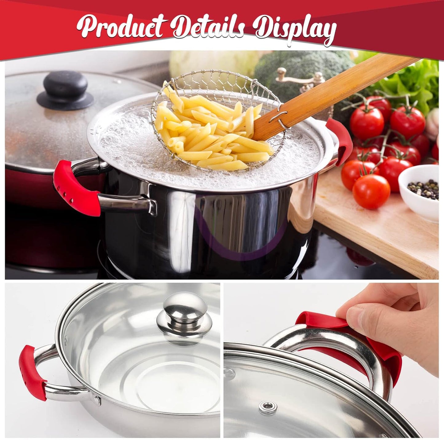 2 Pcs Cast Iron Handle Cover, Silicone Hot Handle Holder, Heat Resistant Cast Iron Skillet Covers Potholder for Frying Pans and Griddles Kitchen Supplies