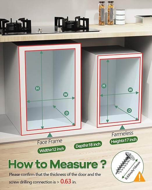 Pull Out Trash Can Under Cabinet, Door Mount & Pull Handle Twin-Mode, Pull-Out Garbage Holder, Under Sink Pull-up Kit with Soft-Close Slides, for Kitchen, Sink, Drawer(Bin Not Included)