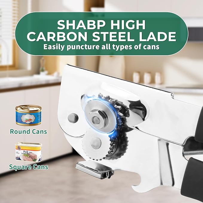 Commercial Can Opener Manual Heavy Duty Stainless Steel Handheld Smooth Edge Can Opener for Seniors for Kitchen