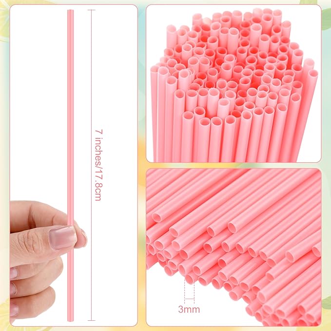 6000 Count Coffee Cocktail Stirrers Straws Disposable Plastic Sip Stir Sticks Cocktail Drink Stirrers Sticks Cups Straws for Bars Juice Drinking(Pink,7 Inch)