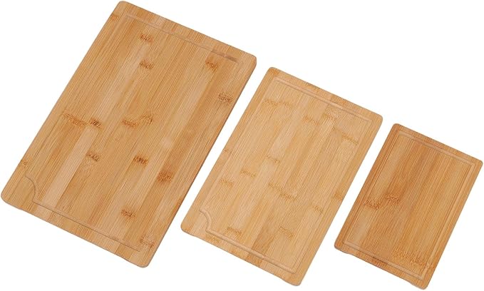 YUYTE 3pcs Wood Chopping Boards Set Smooth Cutting Boards with Grooves for Kitchen Slicing Dicing Serving
