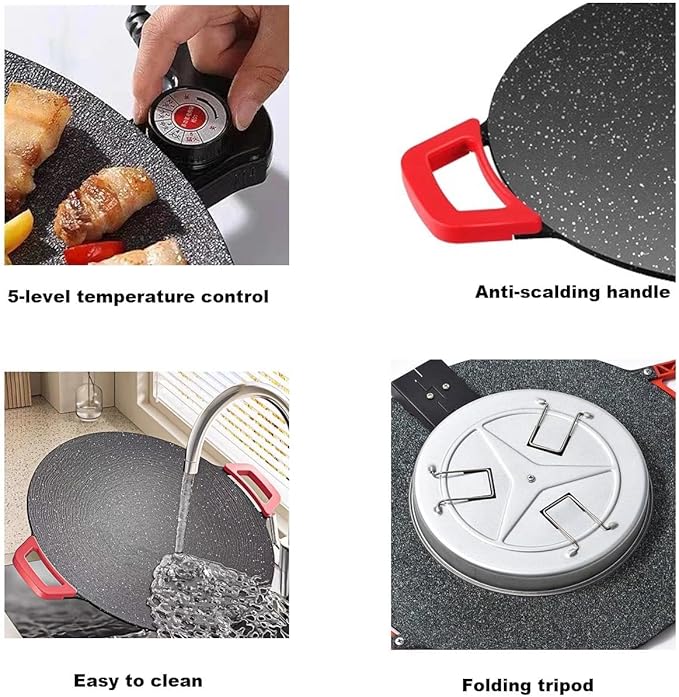 Indoor Grills Electric Smokeless – Nonstick Electric Griddle for Indoor Use, Fast-Heating Compact & Versatile Cooking for Steaks, Pancakes, and BBQ (15.7inch)(11.8in)