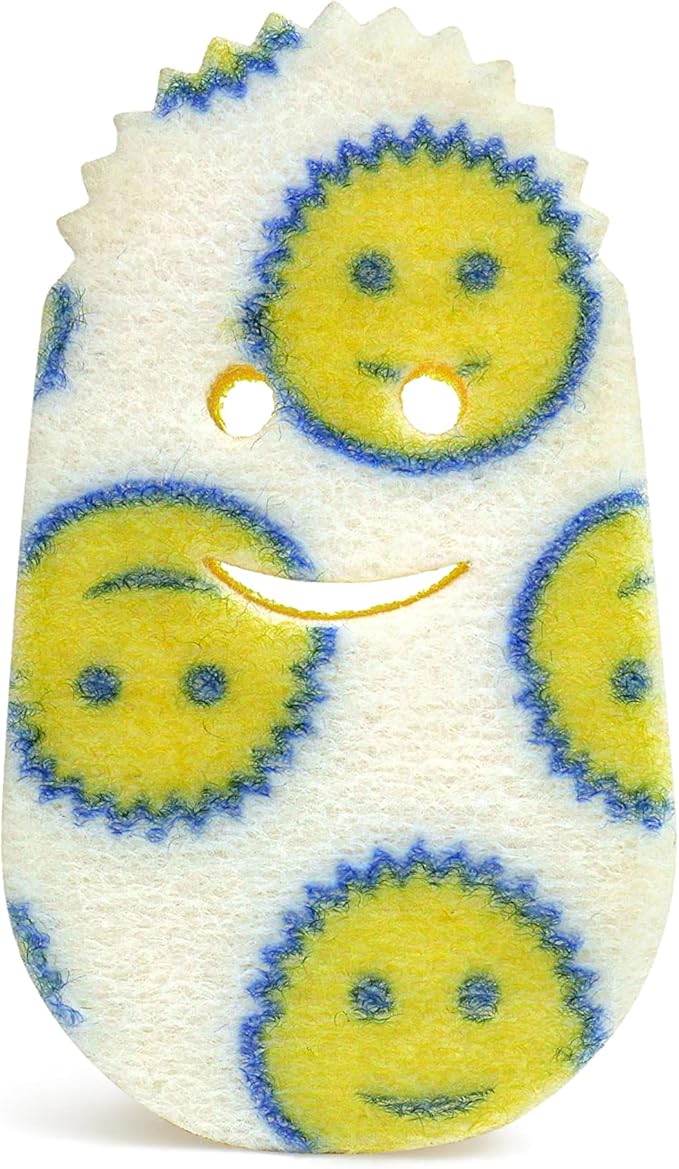 Scrub Daddy Dish Wand Scrubbing Brush with Handle, Soap Dispensing Dish Brushes, Texture Changing Washing Up Sponges With Liquid Dispenser, Scrubber with Scraper & Detachable Head Sponge, Blue