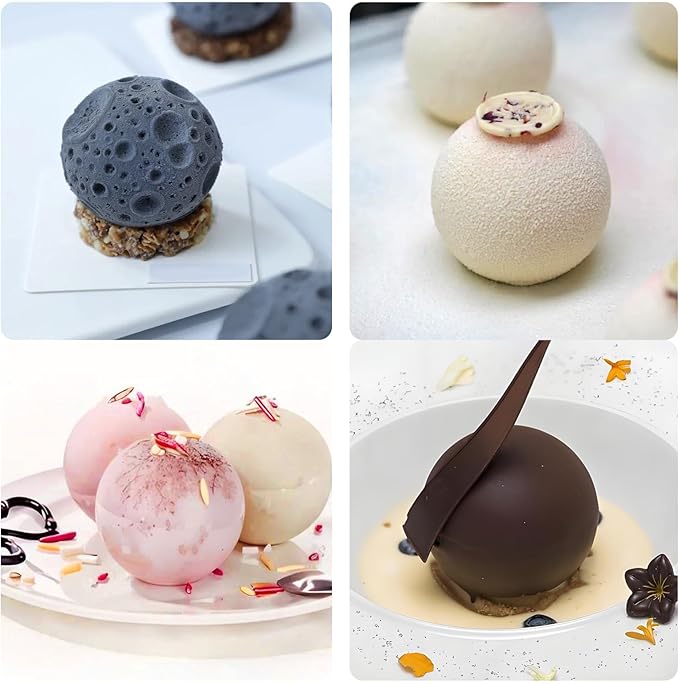 Sphere Silicone Cake Mold, 3D Ball Mousse Cake Molds for Baking, French Dessert Chocolate Fondant Molds for Candy Truffle Cupcake Jelly Pudding Ice Soap (8-Cavity)