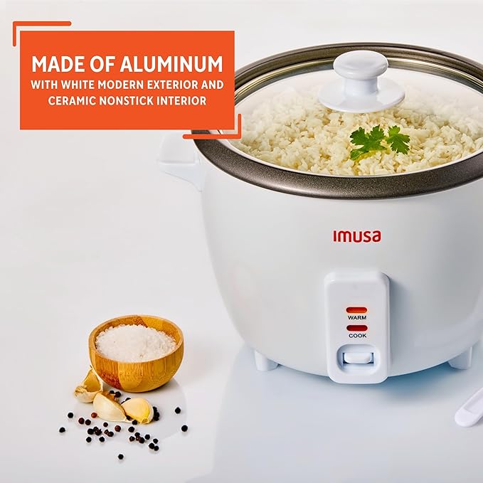 IMUSA Electric Rice Cooker 10 Cup Cooked 5 Cup Uncooked – Ceramic Nonstick Pot, Multi Cooker for Rice, Quinoa, Oatmeal, Stew – Keep Warm – Compact for Kitchen Dorm RV