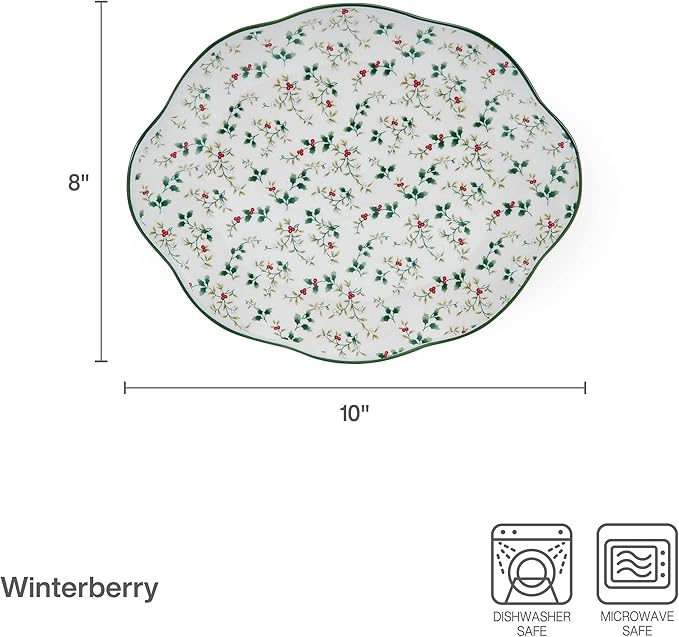 Pfaltzgraff Winterberry Holiday Set of 2 Serving Plates, 10 Inch and 12 Inch, Multicolored (Pack of 4)