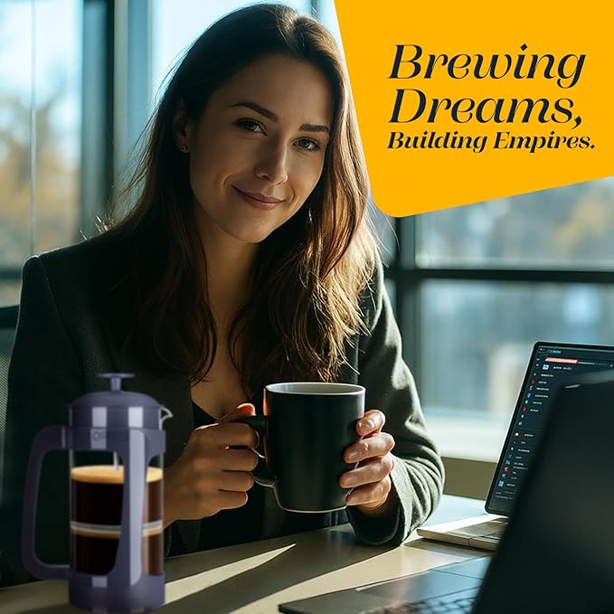 ESPRO Light P3 French Press Coffee Maker – Patented Double Micro-Filter for Grit-Free Brew, Heat Resistant thicker Borosilicate Glass Coffee press – (Blue - 32 oz)