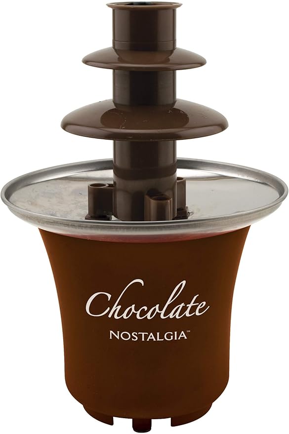 Nostalgia Electric 3-Tier Chocolate Fountain Brown | For Parties | 8-Ounce Capacity | Stainless Steel Base | Pack of 3