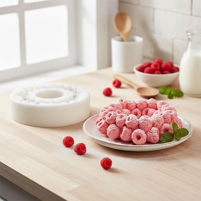 Raspberry Mold Silicone, 3D Berry Shaped Cake Pop Molds for Baking, Realistic Raspberry Rings Mousse Mold for Chocolate, Candy, Fondant, Soap Making, Non-Stick Easy Release Pastry Decorating Tool