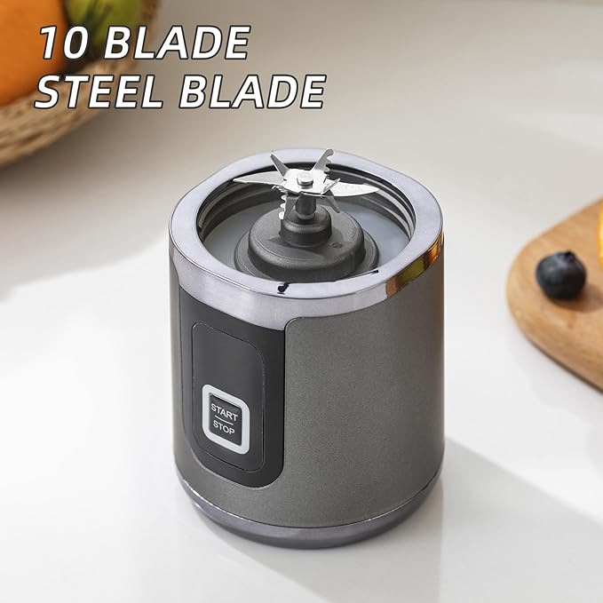 Portable Blender 500ml Cordless – 10 Steel Blades Mini Blender for Smoothies & Protein Shakes, Rechargeable Personal Crushes Ice/Frozen Fruit, Leakproof Travel Mug with Sip Spout