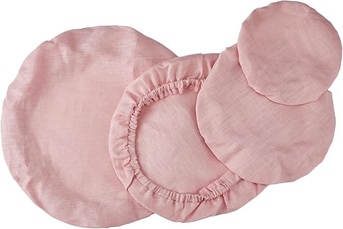 100% Pure Linen Bowl Covers For Bread Proofing, 4 Pcs Elastic Reusable Solid Color Cloth Fabric Bowl Covers,XL Organic Washable Large Stretch Sourdough Lids 6 * 8 * 10 * 12 Inches, Pink