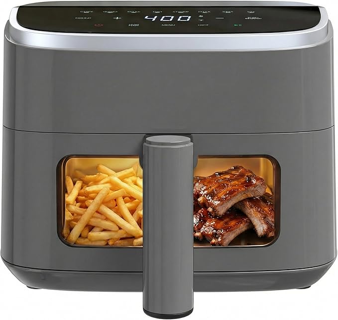 Sweetcrispy Air Fryer 4 Quart with Window, 1500W Digital Airfryer with 8 Presets, 60-Min Timer, Max 400°F, Auto Shut Off & Nonstick Dishwasher Safe Basket, Shake Reminder for Small Kitchen