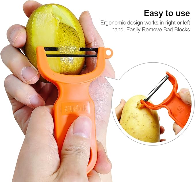 Original Vegetable Fruit Peeler Carbon Steel Blade 3 Pack Orange/Blue/Yellow…