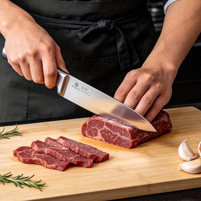 imarku 15-Piece Knife Block Set Built-in Sharpener, Japanese High Carbon Stainless Steel Kitchen Knife Set, Dishwasher Safe, Chef Knife Set with Wooden Knife Block, Steak Knives for Kitchen Cooking