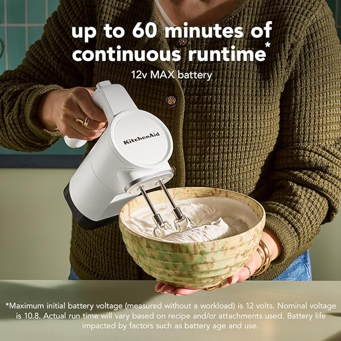 KitchenAid Go Cordless Hand Mixer - battery included, KHMR762, Porcelain White