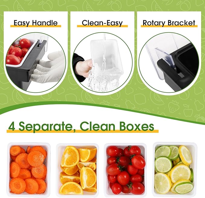 Fruit, Veggie & Condiment Caddy with Lid Dispenser Tray Garnish Station for Bartending & Serving Taco (1, 4 Compartment)
