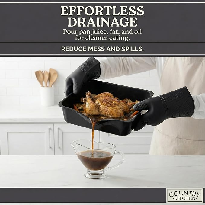Country Kitchen Nonstick Stackable Bakeware Set - Deluxe Heavy Duty, Durable, Easy Release Baking Set, 8 Pcs, Black