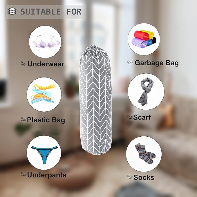 Wall Mount Plastic Grocery Bag Organizer/Holder,Washable Shopping Bags Carrier,Storage Dispenser for Home Kitchen Travelling, Free Adjustment with Drawstring, Large, Gray, 22x9"