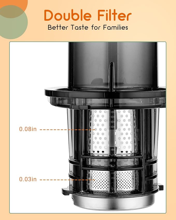 Compact Cold Press Juicer Machines Slow Masticating Juicer-3.1" Wide Chute for Fruits Vegetables Easy Clean with Brush Pulp Measuring Cup Reverse