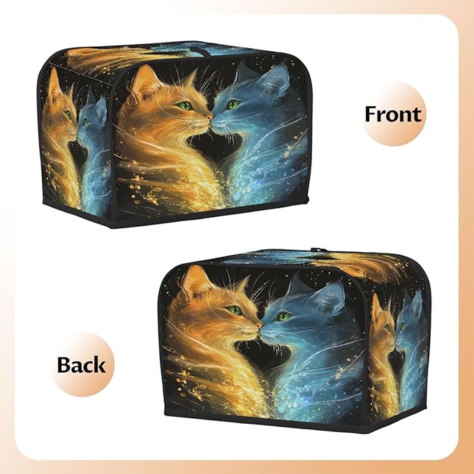 Animal Cat Fire Toaster Cover 4 Slice Dust and Fingerprint Protection Toaster Bread Maker Covers Washable Kitchen Small Appliance Covers for Kitchen Accessories Decor Bakeware Women Gift
